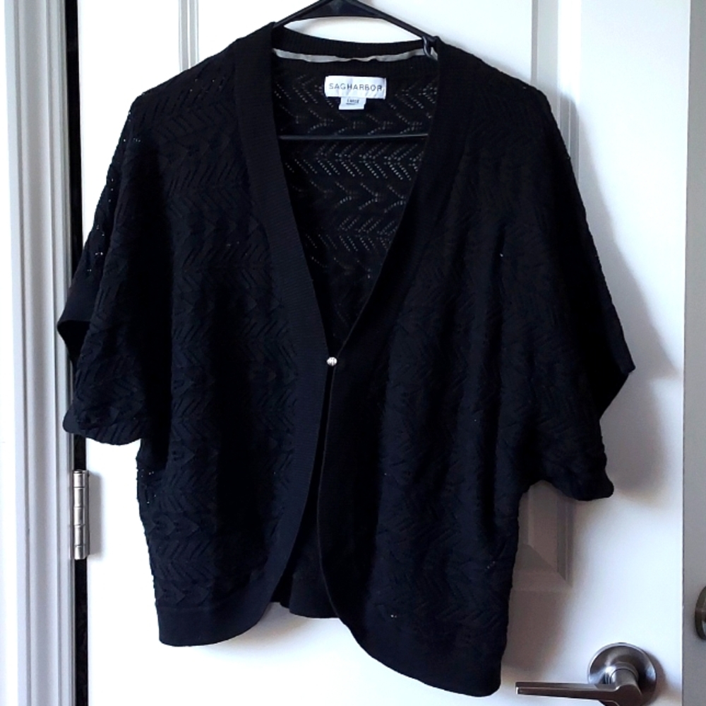 Sag Harbor short sleeve cartigan large black